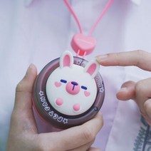 귀여운 어린이 휴대용 목걸이 미니선풍기, 핑크토끼