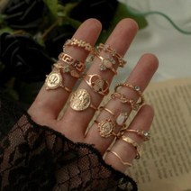[가성비 최고]팬던트 반지세트 15pcs 골드 엔틱 YS21JN20