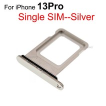 Aocarmo 아이폰 13 프로 13Pro Sim 트레이 슬롯 홀더 수리 교체 부품에 대한 단일 및 이중 SIM 카드, [06] Single SIM--Silver