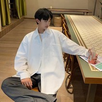 검정색긴팔셔츠 건달카리스마 긴소매 남자 봄계절 고퀄리티 감각 코트 트렌드 블랙 와이셔츠 봄가을 4994374118