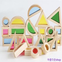 유아 원목 아크릴 무지개 레인보우 원목교구 지능개발 블럭장남감 24pcs