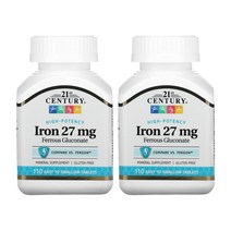 21세기센트리 High-Potency 아이언 철분 글루콘산철 27mg 110정 2통세트, 2개