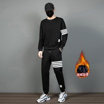 윈터 스웨이드 스포츠 수트 남성 트렌드 긴소매 맨투맨 캐주얼 팬츠 투피스