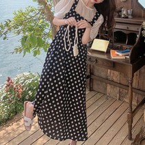 꽃송이 패턴 뷔스티에 롱원피스 여성 스러운 [유진집] #919EA