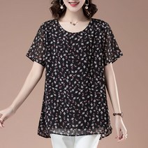 뱃살 가리는 쉬폰 셔츠 블라우스 중년 여성 꽃무늬 빅사이즈 우아한 여자 엄마옷 코디 50대 60대 선물 5XL