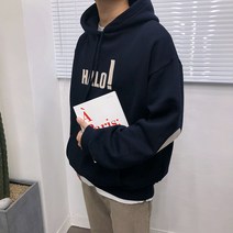애드매이브 겨울 기모 할로 자수 오버핏 후드 티셔츠 2color 후드티