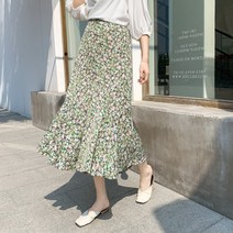 도니와 여성 밴딩플라워 미디스커트 편한스커트 기본스커트 예쁜스커트 봄스커트 여름스커트 직장인스커트 여행패션 꽃무늬스커트 밴딩치마 머메이드스커트 슬림핏 예쁜치마 출근패션 리조트룩