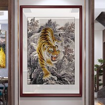 아트미니 맹호하산 맹호도 호랑이 백두산 한국 소나무 정자 대형 보석십자수, A2434, 130x210cm
