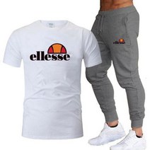 고어텍스 내피 바지 여름낚시복 우의 자켓 Ellesse-여름 스포츠 코튼 티셔츠 반팔 + 투피스 남자 캐주얼 정장 조깅 패션 남자복 107022, 14, 특대