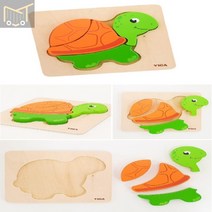 베이비퍼즐 거북이 유아퍼즐놀이 소근육발달놀이 유아원목 아기 28개월아기장난감 유아원목장난감 원목 유아동물 장난감 놀이