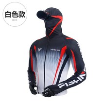 남자 긴팔 낚시복 의류 민물 바다 낚시 자외선 차단 아웃도어 상의 세트, 화이트