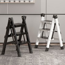 VKKN 가정용 사다리 작업용 사다리 사다리 알루미늄사다리 접이식 화가사다리 가정용사다리 2단/3단/4단/5단 두껍게 하다 탄소강 가정용, 블랙, 4단