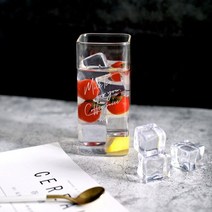 사케 고량주 내열성 투명 북유럽 원래 사각형 유리 컵 단층 인쇄 스탈 유리 주스 물, 밀크티 하이