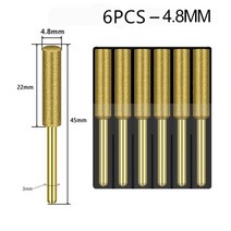 엔진 체인 톱날 전기톱 체인톱 컷쏘 골드 다이아몬드 코팅 원통형 버 4-5.5mm 전기 톱 숫돌 스톤 파일 톱 샤프닝 조각 연삭 전동 공구 키트, 6개 4.8mm