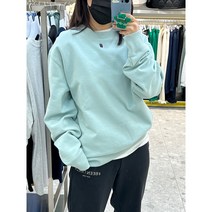 [빈트릴] 남녀공용 SHAKE SHAKE 해시태그 컴포트핏 쭈리 기모 맨투맨 - 민트