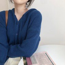BANHANY 올티 도톰 후드 하찌 니트 단추 여리핏 긴팔 가디건 7color 22082505