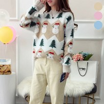 공블리 여성용 러블리 겨울 눈사람 니트 CST1181