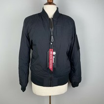 NWT 여성 알파인더스트리 MA-1 Reversible Black & Gray Down 항공점퍼 자켓 M