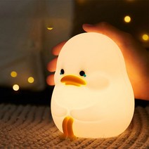 emo큐티 오리 LED 충전식 실리콘 무드등 스트레스 해소 선물 무드등, 무안경