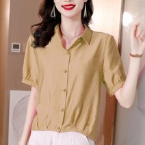 미시셔츠 여성 반소매가디건 면 마티셔츠 여름옷 엄마 와이드 루즈핏 뱃살가리기 텐셀 상의 쉬폰 와이셔츠