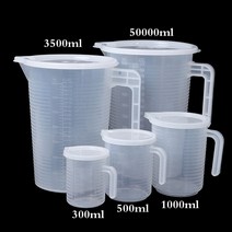 계량컵 1000 ml 플라스틱 스텐 미니 비커 주방 도구 300 5000ml 투명 플라스틱 측정 컵 컵 뚜껑 주방 액체 측정 용기 컵 용기, 500ml