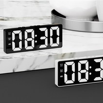 [ecolucky] 소리인식 LED 알람시계/탁상시계/무소음/거울/USB/큰글자/인테리어, 소리인식 LED탁상시계-블랙