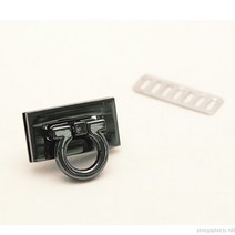[원단쟁이] 73-108 브랜드 원형 잠금장식 3cm_흑니켈 E1, 1개