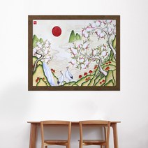 나봄갤러리 해학반도도 복숭아그림 액자, 4.내츄럴 브라운 액자