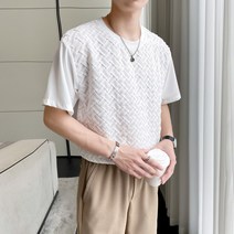 일본계 고급감 반팔 티셔츠 남자 여름 항풍cec 루즈핏 조립 상의 남자 순수 화이트 티셔츠