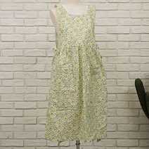 대박수예 루베스 잔꽃 원피스 방수 앞치마, 블루