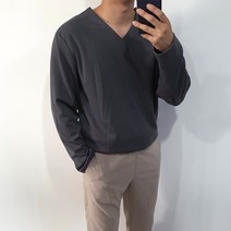 스타일에스 남자 미니멀 분또 V넥 긴팔 티셔츠