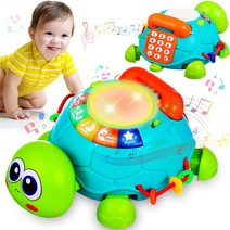 Baby Toys 6 to 12 Months Crawling Turtle Musical Baby Toys for 12-18 Months Infant Light Up Tummy Ti, 한개옵션0