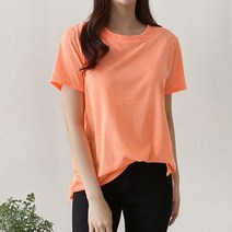 아이유 컬러 라운드 티 롱티 빅사이즈 반팔 여성용 오버핏