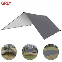 비박텐트 원터치텐트 백패킹 미니 터널형 텐트 쉘터 캠핑 텐트 방수포 해먹 비 다기능 발자국 가벼운 비, 03 GREY_01 3m x 3m