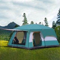캠핑 텐트 리빙쉘 터널형 4-6 8-12인용 대형 거실형 방수 투룸 2룸 가족, 하늘색