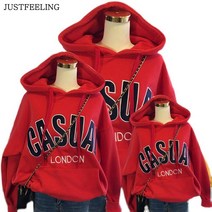 JUSTFEELING 패밀리 맨투맨긴팔 후드 가족티 가을 가족단체티 캐주얼 맨투맨 빅사이즈