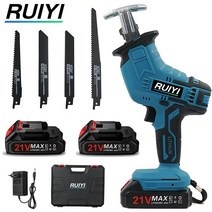 RUIYI 21V 무선 전기 왕복 톱 휴대용 다기능 목재 금속 절단기 야외 리튬 전기 톱, 플라스틱 상자, 1 x 배터리