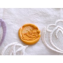 Facula 토끼와 달 굿나잇 오리지널 디자인 페인트 인장 인스타그램 깜찍 수장 선물 봉랍, 3cm 이형(손잡이 있음)