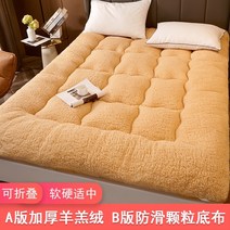 자가 발열 토퍼 매트 양털 이불 돌침대용 흙침대 돌 침대 위 양면 극세사 바닥 양모 29, 베이지 양털 안감 5cm, 200x220cm【램 벨벳 매트리스】
