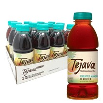 Tejava 파인애플 망고 블랙 아이스 티 12팩 473.4g(16온스) PET 병 무가당 GMO 프리 코셔 설탕 또는, 한개옵션0