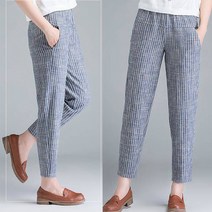 젠틸레 여성 시원한 편한 여름 바지 줄무늬 팬츠