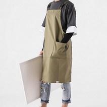 화방 미술학원 공방 앞트임 앞치마 미싱 목공 애견샵 네일샵 카페 바리스타 카페유니폼, 카키