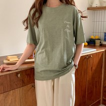 네쥬 여성 오버핏 라운드 레터링 루즈핏 반팔 티셔츠