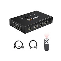 KCEVE KVM 스위치 HDMI 4포트 UHD 4K 60Hz USB 허브 4개 컴퓨터 4대용 키보드 마우스 HD 모니터 공유 케이블 4p IR 리모컨 1개