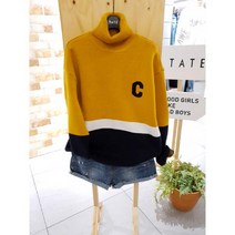[현대백화점]TATE 테이트XCHAV 차브 (KA9W0-USP710) 유니 C로고 블록 배색 목폴라 니트