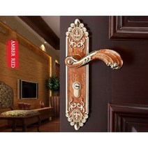 목문도어락 디지털도어록 샷시문도어락 도어록 지문 무타공 도어락 KAK-유럽 스타일 음소거 룸 도어 잠금 핸들 패션 인테리어 손잡이 고급스러운 도난 방지 게이트 가구 하드웨어, Amber Red_50mm | 45mm