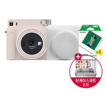 인스탁스 스퀘어SQ1 카메라+가죽케이스+필름20장/틴케이스+인꾸스티커/폴라로이드카메라, 초크화이트, 화이트