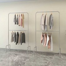 이동식 행거 2단 철제 옷장 선반 행가 스테인리스, 100 x 180cm