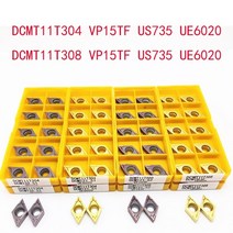 dcmt070204 dcmt11t304 dcmt11t308 vp15tf us735 ue6020 내부 선삭 도구 금속 선반 도구 절삭 공구 선삭 인서트, DCMT11t304 vp15tf, 10개