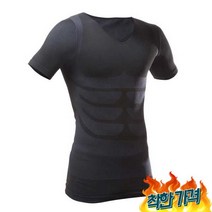일본아이디어쇼 식스팩 압박보정웨어 반팔, 블랙M